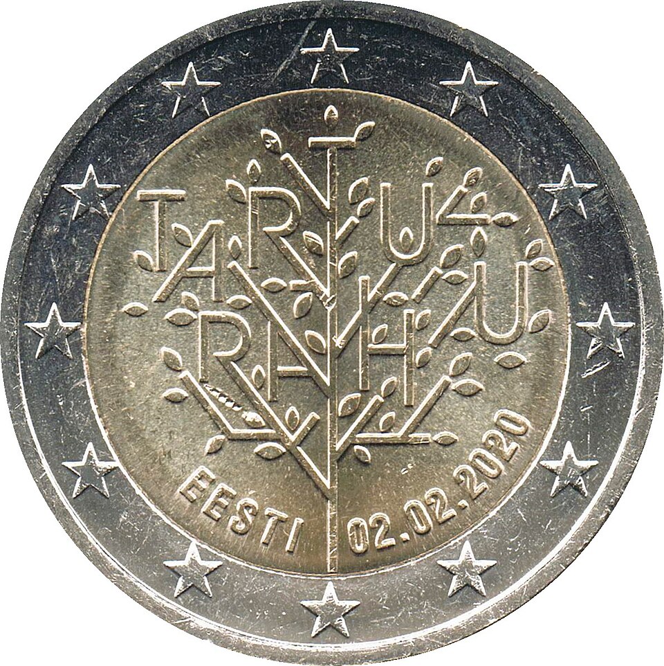 Estonia 2€ 2020 — 100 Years Peace of Tartu